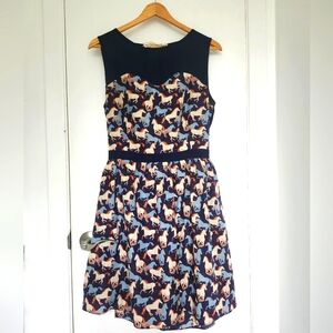 Open back horse pattern Pink Martini L Dress (Vintage look)